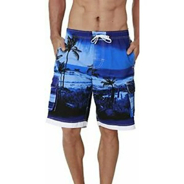 Men's Quick Dry Swim Trunks Cargo Water Shorts with Mesh Lining
