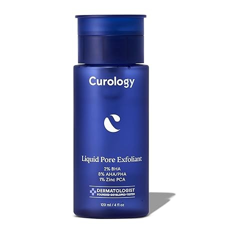 Curology Liquid Pore Exfoliant, 2% BHA Salicylic Acid, 8% AHA/PHA Lactic Acid, and 1% Zinc PCA, Brightening and Exfoliating Facial Skin Care, 4 fl oz