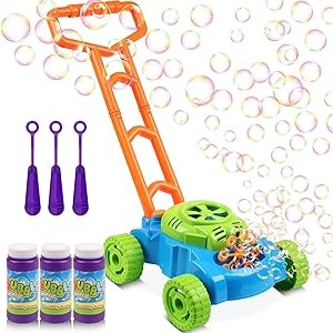 Lydaz Bubble Lawn Mower for Toddlers 1-3, Kids Bubble Blower Maker Machine, Outdoor Outside Summer Push Backyard Gardening Toys, Birthday Gifts Toys for Preschool Baby Boys Girls Age 1 2 3+ Year Old