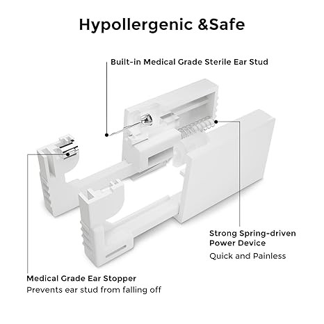 SugarTang Ear Piercing Kit, Disposable Ear Piercing Gun Kit, 316L Surgical Stainless Steel 3MM Cubic Zirconia Stud, At Home Self Ear Piercer Kit with Birthstone Earrings Stud(Ruby)