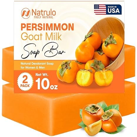 Persimmon Soap Bar for Body Odor Control – Purifying Deodorizing Body Wash with Goat Milk for Eliminating Nonenal Body Odor – Great for Skin Brightening, Natural Deodorant Soap for Men & Women