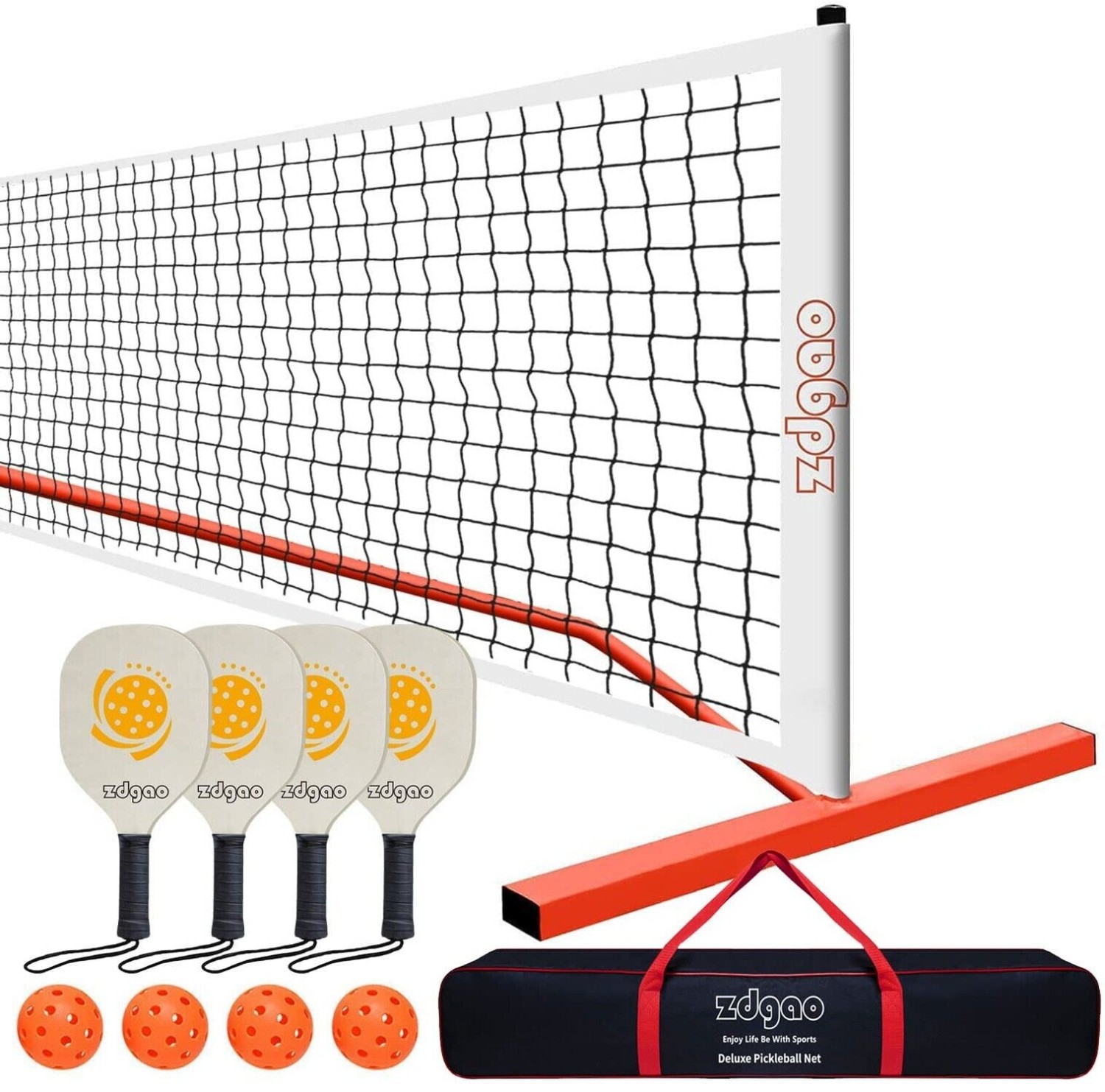 SGSPORT Portable Pickleball Net Set with 4 Pickleball Paddles, Official Size